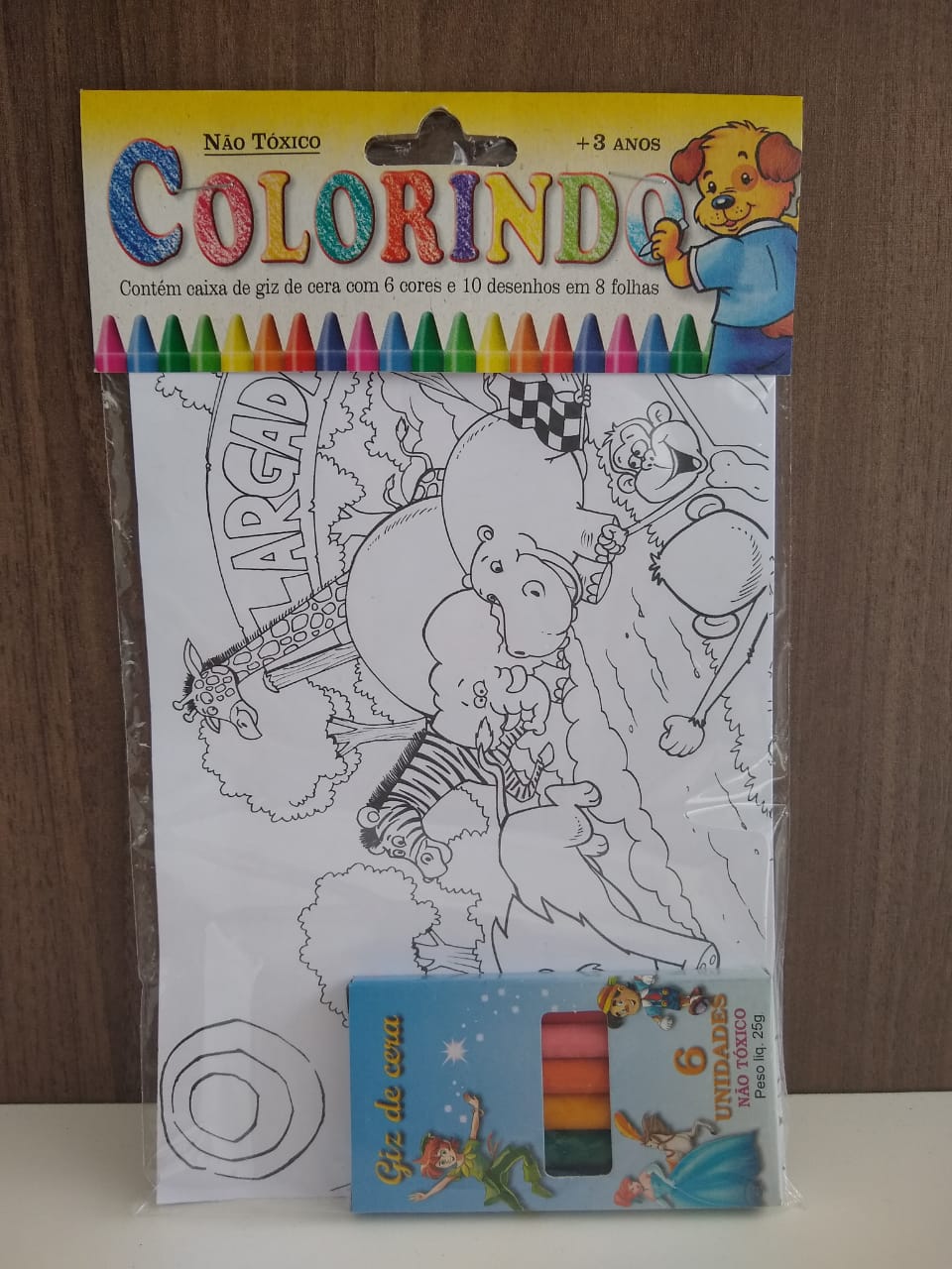 Kit Livro de Colorir + giz de cera