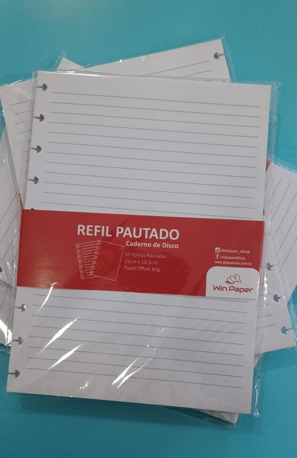 REFIL PAUTADO 80G PARA CADERNO DISCO 50FLS REF WPS30005