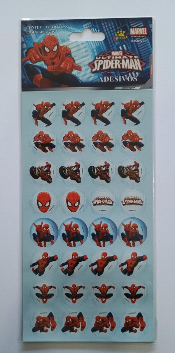 ADESIVO RED PEQ COM 3 CART SPIDER MAN MARVEL REF ADE SPI 1