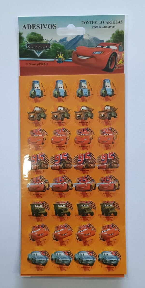 ADESIVO RED PEQ COM 3 CART CARROS DISNEY PIXAR REF ADE CAR 1
