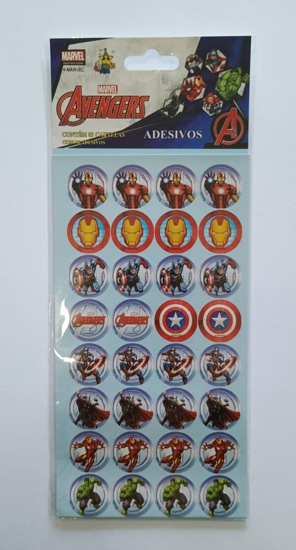 ADESIVO RED PEQ COM 3 CART AVENGERS MARVEL REF ADE VIN 1