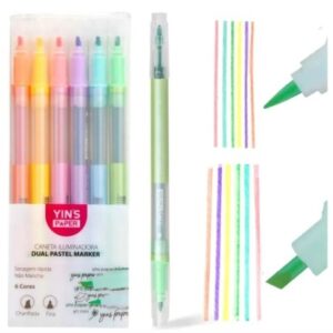 MARCA TEXTO PONTA DUPLA PASTEL 6CORES REF YP7399