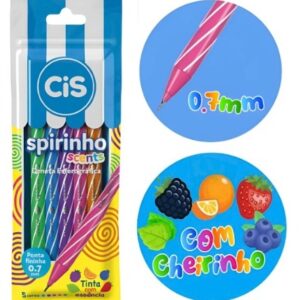 CANETA CIS SPIRINHO SCENTS 0.7MM PERFUMADA 05 CORES CA1CA