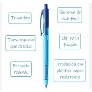 CANETA COMPACTOR 0.7MM VIP RETRATIL AZUL